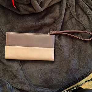 Burgundy and pink wristlet